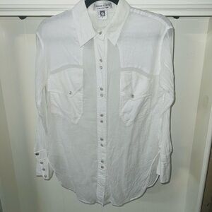 Anne Klein White Unisex Button down Shirt